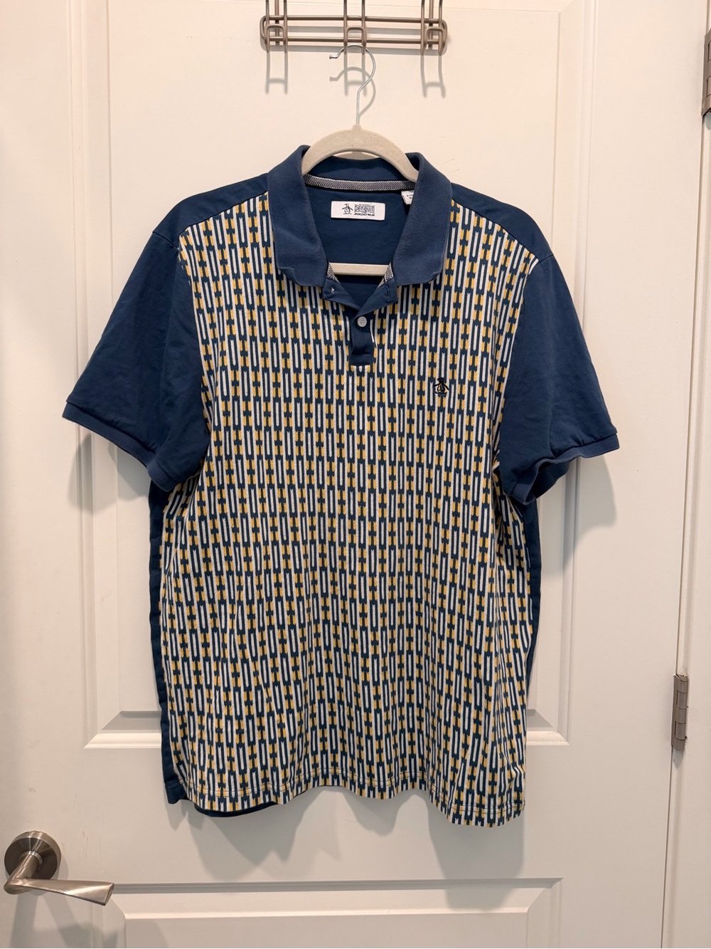 Original Penguin Mens Geo
Jacquard Front Short Sleeve
Polo Shirt Blue XL